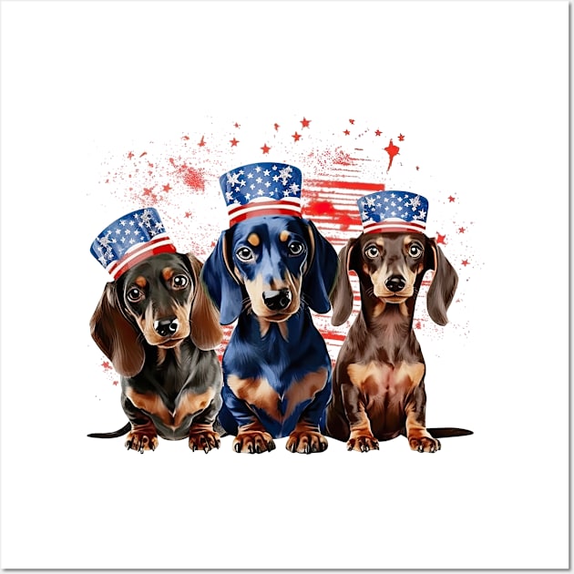 4th of July Dachshund Dogs #5 Wall Art by Chromatic Fusion Studio